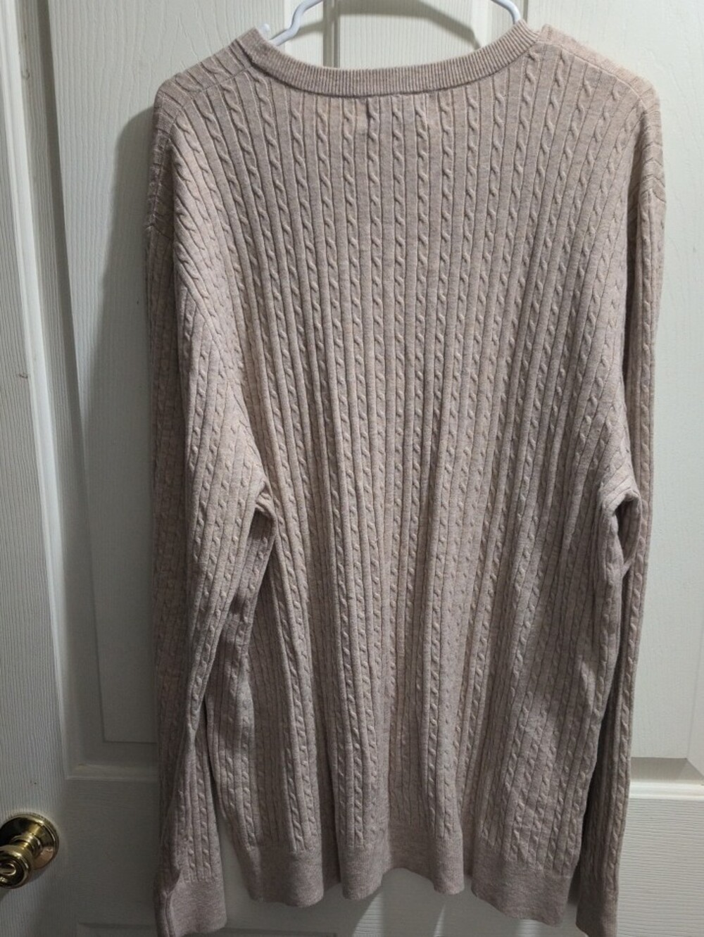 Goodfellow & Co Light Beige Cable Knit Crewneck Sweater - Picture 2 of 4